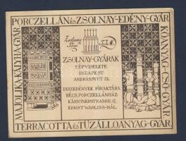 cca 1900 Zsolnay porcelángyár reklám / Zsolnay chinaware factory commercial 15x11 cm