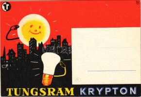 Tungsram Krypton izzó reklámlapja / Hungarian light bulb advertisement postcard s: Macskássy