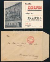 cca 1940 Corvin szálloda Budapest kihajtható reklám boríték