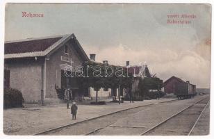 Rohonc, Rechnitz; vasútállomás. Stelczer A. / Bahnstation, Bahnhof / railway station (fl)