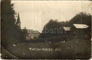 1921 Tarcsa, Tatzmannsdorf; Sveiczi (Svájci) ház, templom / villa, church. photo (fa)
