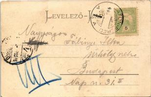 1903 Balatonfüred, Savanyúvíz kút. Köves Béla kiadása, Montázs urakkal és hölgyekkel