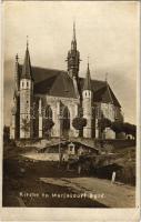 Máriafalva, Mariasdorf; Plébániatemplom / Kirche / church. Originalphotographie von Franz Karner (Pinkafeld) (tűnyomok / pin marks)
