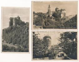 Városszalónak, Szalónak, Stadtschlaining; - 3 db RÉGI város képeslap: vár / 3 pre-1945 town-view postcards: castle