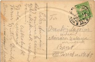 1913 Bicske, pályaudvar, vasútállomás, gőzmozdony, vonat. Balázs Sándor kiadása (EK)