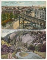 4 db RÉGI vonat motívum képeslap: amerikai vasútállomások / 4 pre-1945 train motive postcards: railway stations in the USA