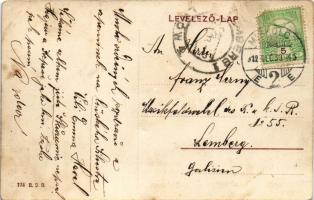 1912 Miskolc, Sylveszter (Szilveszter) éj, Fonciere pesti biztosító, Nagyszálloda és kevéház. Boldog...