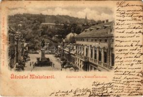 1899 (Vorläufer) Miskolc, Erzsébet tér, Kossuth szobor. Lövy József fia kiadása (fl)