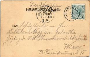 1900 Nagykanizsa, Fő tér, Felső templom, üzletek. Ifj. Wajdits József kiadása