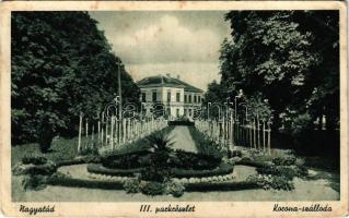 1940 Nagyatád, Korona szálloda, park. Grasselly László kiadása (EB)