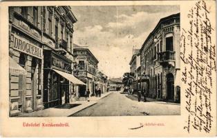 1904 Kecskemét, Nagykőrösi utca, drogueria, drogéria, könyv, papír és kölcsönkönyvtár üzlet