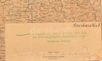 1938 Magyarország térkép a visszatért felvidéki területekkel (magyar cseh katonai bizottság által 19...