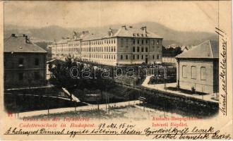 1898 (Vorläufer) Budapest II. Cs. és kir. gyalogsági kadétiskola, intézeti főépület (vágott / cut)
