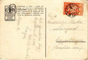 1937 Kávézás az aratóünnepen. Indanthren textil festék reklámlap / Hungarian folklore, Indanthren te...