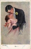 Du / Lady art postcard, romantic couple, kissing. Galerie Münchner Meister Nr. 432. s: Bill Fisher (EK)