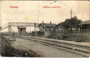 1908 Tatabánya, vasúti megállóhely, vasútállomás, gyalogos felüljáróhíd (r)