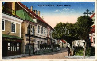 1932 Szentendre, Fő tér, Heller László üzlete, Korona szálloda, Dreher sörraktár. Husvik kiadása