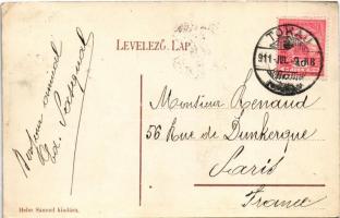 1911 Tokaj, utca, gyógyszertár, Helm Sámuel fűszer és vaskereskedése és saját kiadása (EK)