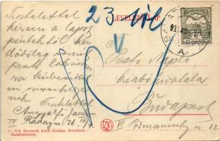 1912 Balatonberény-fürdő, Armuth telep fürdő nagy szálloda. Neumark Adolf kiadása