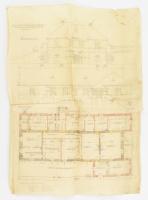 cca 1900 Zalahosszúfalu kézzel rajzolt térkép, szakadt, hiányos 40x47 cm + a Szentkirályi kúria terv...