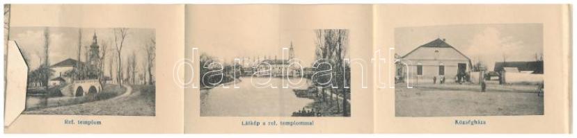 Solt, Fő téri részlet. Fogyasztási szövetkezet kiadása. Leporellólap 10 képpel, közte vasútállomás