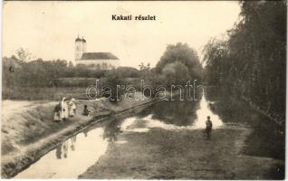 1907 Kunhegyes, Kakati részlet, református templom. Farkas Sándor kiadása (EK)