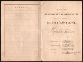 1912 A zalahosszúfalui (Zalaapáti) kápolna betéti könyve a Keszthelyi takarékpénztárnál