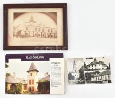 cca 1910 A zalahosszúfalu (Zalaapáti ) Szentkirályi kastély Fotó keretben 21x16 cm + egy későbbi képeslap és újságcikk a kastélyról