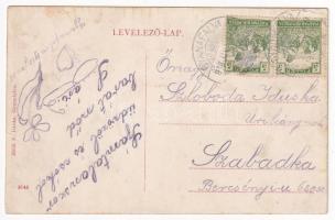 1918 Gyanafalva, Jennersdorf; Fő tér, templom, hentes üzlete. Sbüll F. István kiadása / Hauptplatz, ...