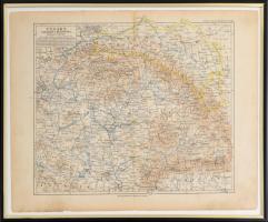 Ungarn, Galizien und Bukowina térkép cca 1900. Üvegezett keretben 26x33 cm