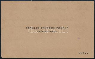 1916 Gyönk, Banelli Ferenc Károly gyógyszerész autográf felirattal ellátott névjegye