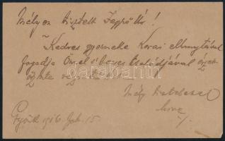 1916 Gyönk, Banelli Ferenc Károly gyógyszerész autográf felirattal ellátott névjegye