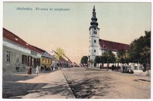 Alsólendva, Alsó-Lendva, Dolnja Lendava; Fő utca, Templom tér, Wortman Benő üzlete. Balkányi Ernő kiadása / main street, shop