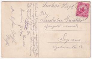 1918 Rohonc, Rechnitz; Római katolikus fiú iskola, Fő tér / Jungenschule, Hauptplatz / boy school, m...