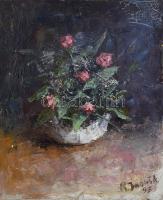 Azonosítatlan szlovák festőművész. Csendélet. Olaj, vászon, Jelzett, 55x65 cm / Unidentified Slovakian painter: Still life. Oil on canvas. Signed. 55x65 cm