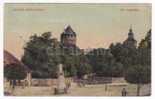 1915 Városszalónak, Stadtschlaining; Schloss Schlaining / Szalónak vára bejárattal. Seibold József kiadása. Brüder Farkas / castle, entrance (EK)