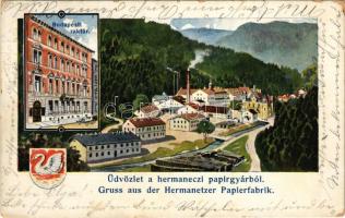 1900 Hermánd, Hermanecz, Harmanec; papírgyár és a budapesti raktár / paper factory and warehouse in Budapest. Art Nouveau (EK)