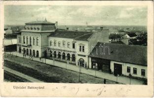 1910 Battonya, Fő utca, Korona szálloda, Grosz Izsák, Geller Ferenc és Hirschler üzlete. Gargja kiadása (r)