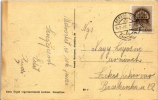 1942 Seregélyes, Fő utca, kerékpáros. Klein Árpád kiadása (fl)