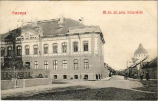 1910 Pancsova, Pancevo; Állami polgári leány iskola, zsinagóga / girl school, synagogue