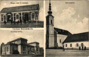 1937 Drávafok (Baranya), Református templom, Hangya üzlete és vendéglő, Bittó kastély