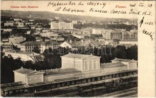 1906 Fiume, Rijeka; Vedutta. delle Stazione / vasútállomás. Divald Károly / railway station