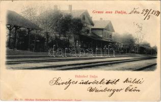 1899 (Vorläufer) Dálya, Dalja; Bahnhof / kolodvor / vasútállomás. Ottokar Rechnitzer No. 75./ railway station (EK)