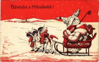 1939 Üdvözlet a Mikulástól / Saint Nicholas greeting. C.H.W. VIII/2 2505-32. (apró lyuk / tiny pinhole)