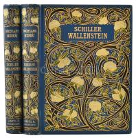 Dóczi Lajos munkái VIII-IX. kötet: Schiller: Wallenstein I-II. kötet. Drámai költemény három részben. Ford.: Dóczi Lajos. Bp., én., Lampel R. (Wodianer F. és Fiai.), Hornyánszky Viktor-ny. Kiadói szecessziós aranyozott, festett, illusztrált egészvászon-kötés, Gottermayer-kötés, aranyozott lapélekkel, a borítón kis kopásnyomokkal, jó állapotban.