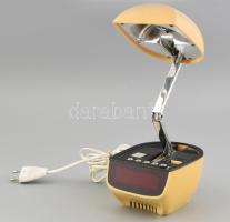 Elektromos retró asztalióra, lámpa, az óra nem működik, a lámpa igen, kopásokkal, m: 12 cm