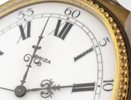 Swiza 8 napos asztali óra, működik, szép állapotban, m: 23 cm