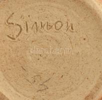 Simon József kalapos kerámia palack, jelzett, hibátlan, m: 27 cm