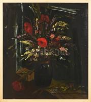 Baász Imre (1941-1991): Csendélet, 1975. Olaj, karton. Jelezve jobbra középen. Fakeretben. 77,5×69 cm. / oil on cardboard, signed, framed