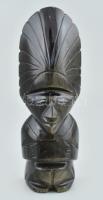 Jelzés nélkül: Mexikói törzsi figura. Kézzel faragott obszidián. Hibátlan, m: 16 cm